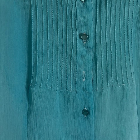 Sans Souci Vintage Inspired Turquoise Blouse - Picture 4 of 10